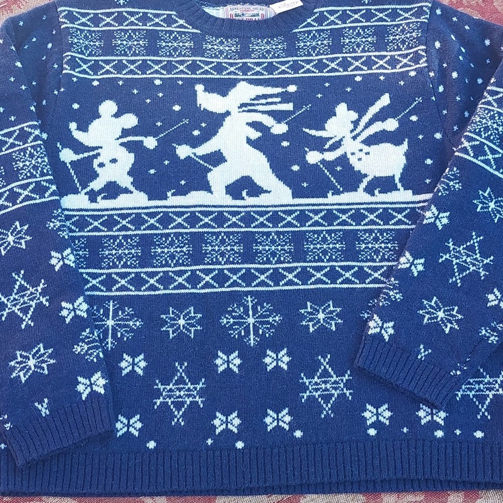 Adventure ahead Best Brand Disney Store Wool SKI sweater Goofy Donald & Mickey